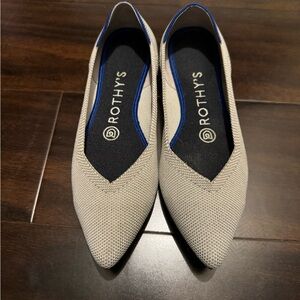 Rothy's The Point Women Sz 6 White Gray Knit Ballet Casual Flats Slip On